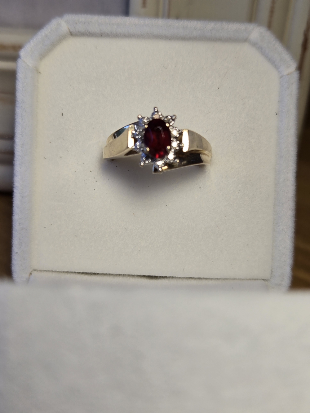 Vintage Estate 10k Garnet Halo Ring